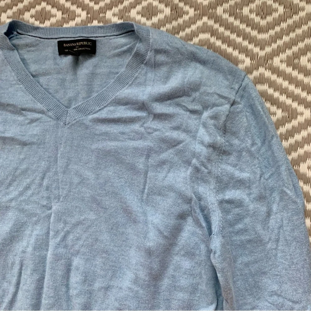 Banana Republic Light Sky Blue V-Neck Long Sleeve Luxe Sweater Men’s Large